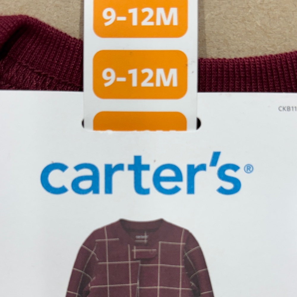 Carter's Maroon Checkered Fleece Sleepwear - Picture 2 of 5